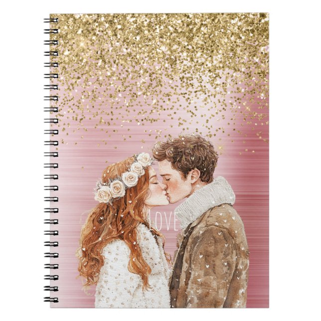 Gold Glitter White Hearts Balloons Notizblock (Vorderseite)