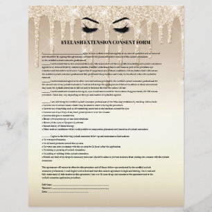 Gold Glitter WIMPERNVERLÄNGERUNG EINVERSTÄNDNISFOR Flyer