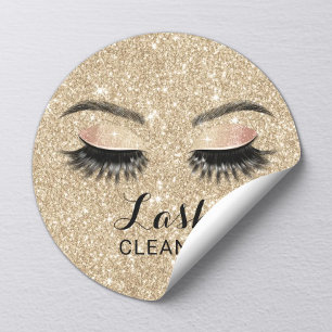 Gold Glitter Wimpernverlängerung Salon Lash Reinig Runder Aufkleber