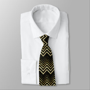 Gold Glitter & Zickzack-Chevron-Muster Krawatte