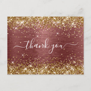 Gold Glitter Ziegel Rot Folie Geburtstag Dankeschö Postkarte