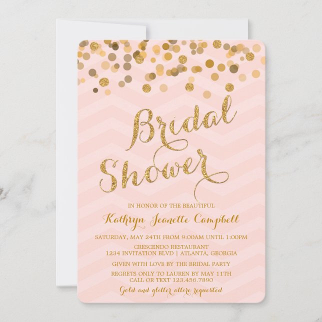 Gold Glittering Confetti Brautparty Einladung (Vorderseite)
