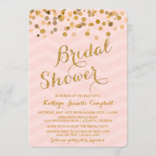 Gold Glittering Confetti Brautparty Einladung