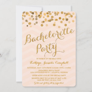 Gold Glittering Confetti Junggeselinnen-Abschied E Einladung
