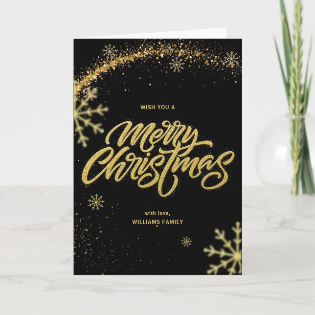 Gold Glittering Typografie Karte (Vorderseite)