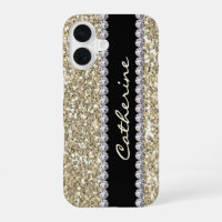 Gold Glittersteine mit Namen und Monogramm
