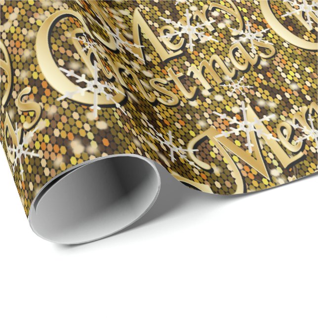 Gold Glittery Confetti Frohe Weihnachten Geschenkpapier (Rolleneckpunkt)