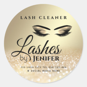 Gold glittery makeup lash extension lash cleaner c runder aufkleber