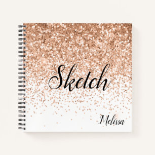 Gold Glittery Monogram Sketchbook Notebook Notizbuch
