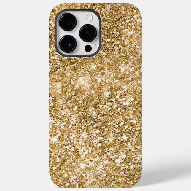 Gold Glitz Glitzer Case-Mate iPhone 14 Pro Max Hülle (Rückseite)