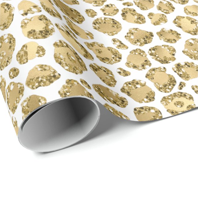 Gold Glitz Glitzer Leopard Geschenkpapier (Rolleneckpunkt)