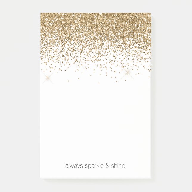 Gold Glitz Glitzer Post-it Klebezettel (Vorderseite)