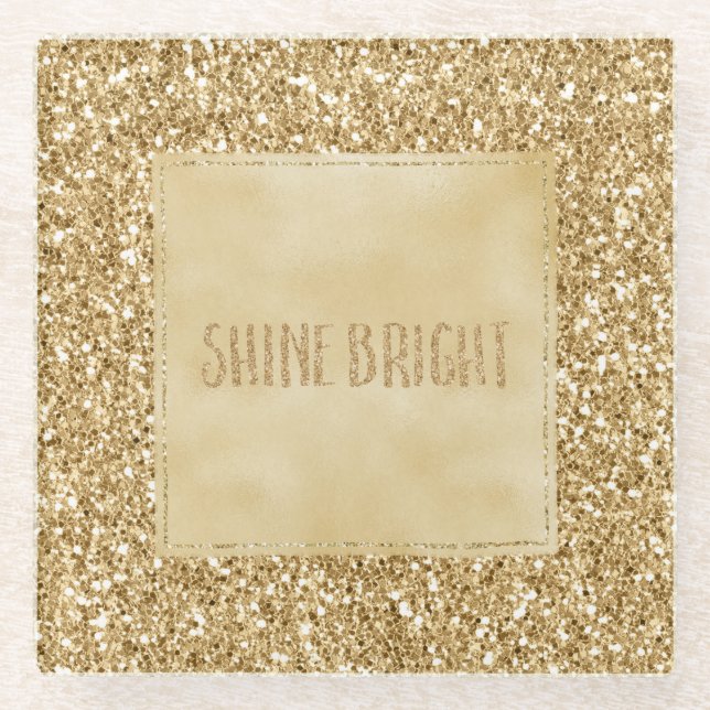 Gold Glitz Glitzer Sparkle Glasuntersetzer (Vorderseite)