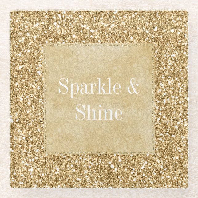 Gold Glitz Glitzer Sparkle Glasuntersetzer (Vorderseite)