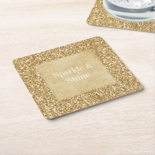 Gold Glitz Glitzer Sparkle Rechteckiger Pappuntersetzer (angewinkelt)