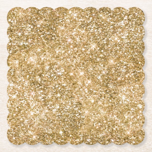 Gold Glitz Glitzer Untersetzer (Vorderseite)