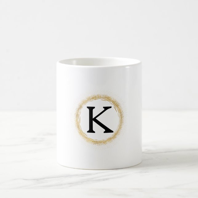 Gold Glitz Monogram Kaffeetasse (Mittel)