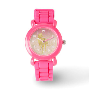 Gold Glitz Pink Ombre Unicorn Armbanduhr