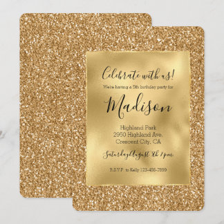 Gold Glitz Stylish Glam Glitzer Einladung