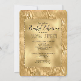Gold Glitz Zebra Print Brautparty Einladung