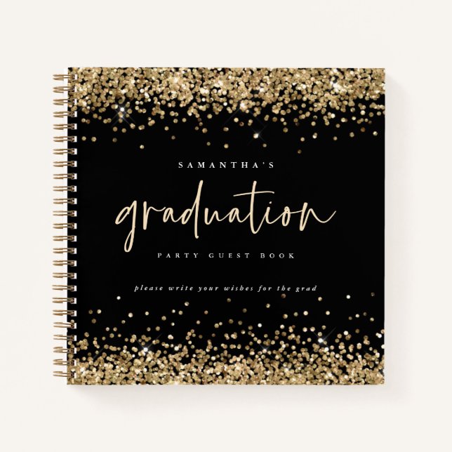 Gold Glitzer 2022 Abschluss Guest Book Black Notizbuch (Vorderseite)