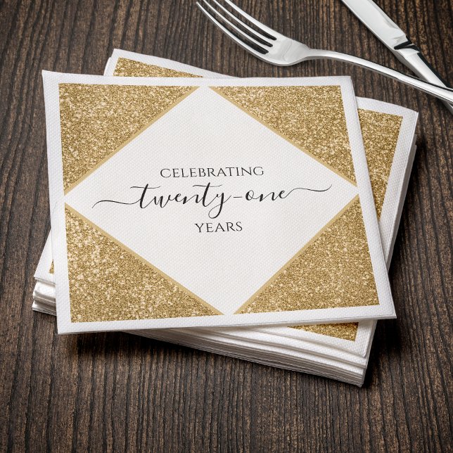 Gold Glitzer 21. Jubiläum Happy Birthday Party Serviette (Gold Glitter 21st Anniversary Happy Birthday Party Napkins
)
