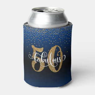 Gold Glitzer 50 & Fabulous Blue Ombre Geburtstag Dosenkühler