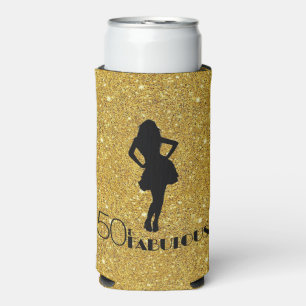 Gold Glitzer 50 & FABULOUS Moderne Glam Silhouette Selters Dosenkühler