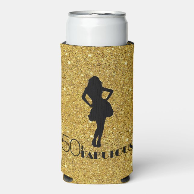 Gold Glitzer 50 & FABULOUS Moderne Glam Silhouette Selters Dosenkühler (Seltzer Vorderseite)