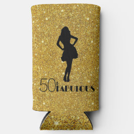 Gold Glitzer 50 & FABULOUS Moderne Glam Silhouette Selters Dosenkühler