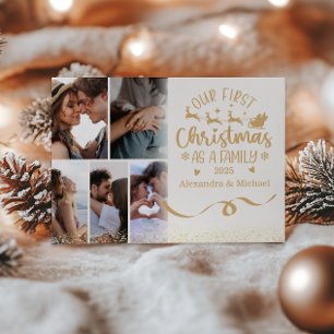 Gold Glitzer 6 Foto Erstes Weihnachtsfest als Fami Feiertagskarte