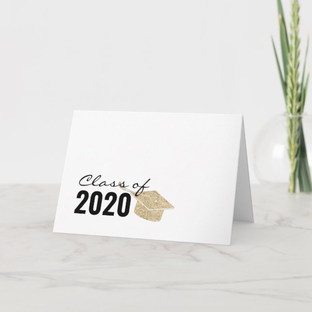Gold Glitzer Abschluss Class 2020 Karte (Vorderseite)