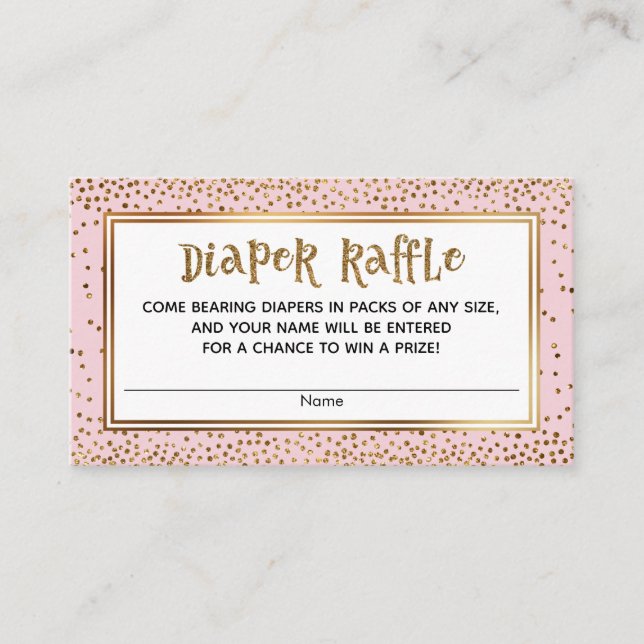 Gold Glitzer Accents Pink Diaper Raffekarten für K Begleitkarte (Vorderseite)