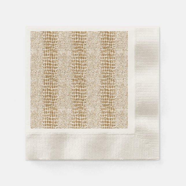 Gold Glitzer Alligator Print Serviette (Vorderseite)