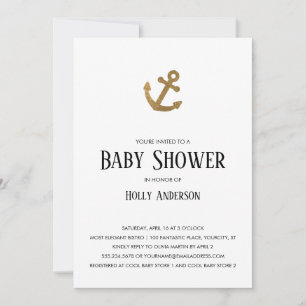 Gold Glitzer Anchor Einfache Kinderdusche Einladung