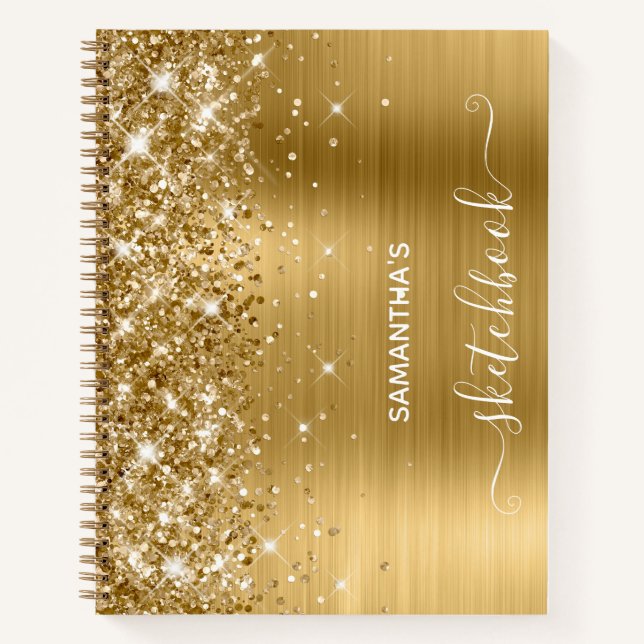 Gold Glitzer and Foil Girly Sketchbook Notizbuch (Vorderseite)