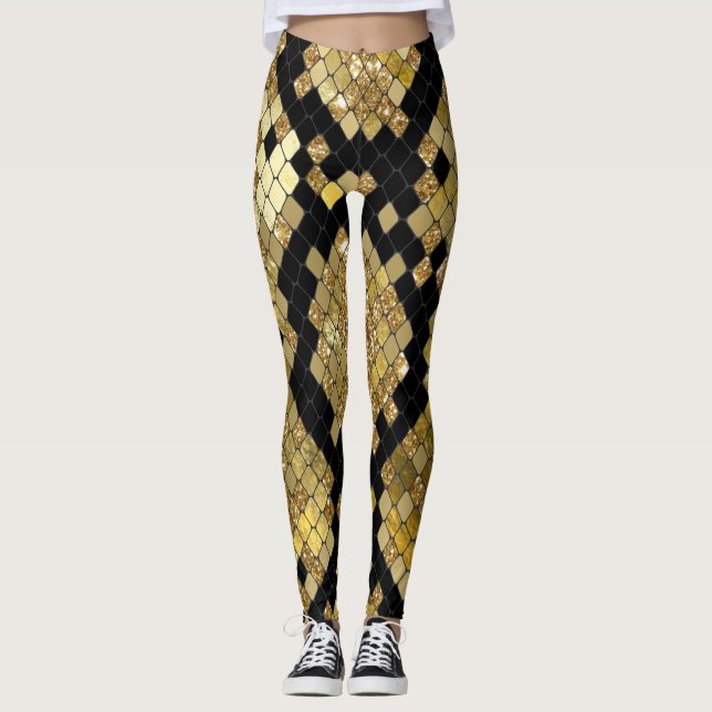 Gold Glitzer Animal Print Leggings (Vorderseite)