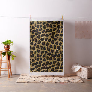 Gold Glitzer Animal Print Stoff
