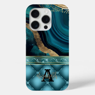 Gold Glitzer Aquamarin Agate Marble Diamonds Case-Mate iPhone Hülle