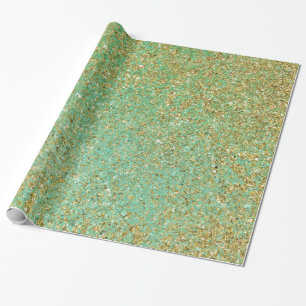 Gold Glitzer Aquamarin Aqua Girly Glam Trendy Part Geschenkpapier