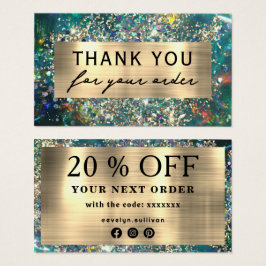 Gold Glitzer aquamarin Opal Discount Card