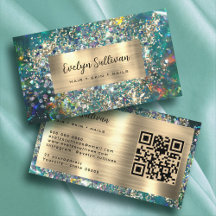 Gold Glitzer aquamarine Opal-Visitenkarte