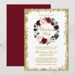 Gold Glitzer Aquarell Blumenweihnachtsfest Party Einladung