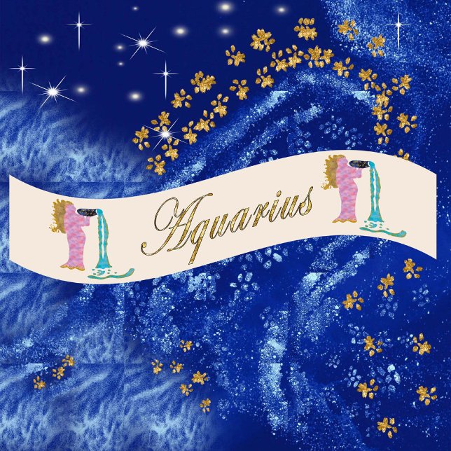 Gold & Glitzer Aquarius und Goldname Satinband (Von Creator hochgeladen)