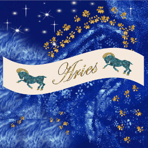 Gold Glitzer Aries Zodiac Geburtstagsgeschenk Satinband