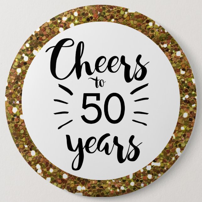 Gold Glitzer auf 50 Jahre Schaltfläche Button (Vorderseite)