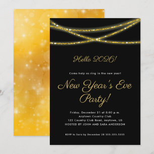 Gold Glitzer auf Black Party des Neujahrs Einladung