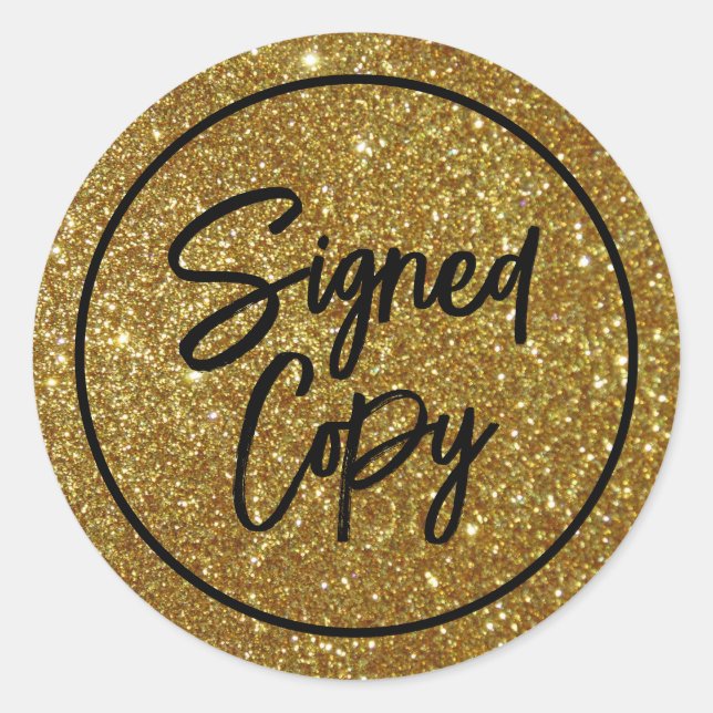 Gold Glitzer, Autor's "Signed Copy" Buchsignierung Runder Aufkleber (Vorderseite)