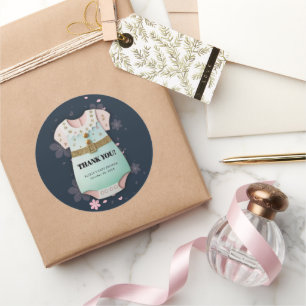 Gold Glitzer Baby Kleidung Floral Baby Dusche Runder Aufkleber