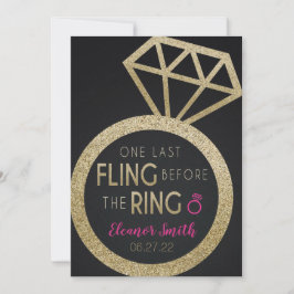 Gold Glitzer Bachelorette und Party Hens Einladung